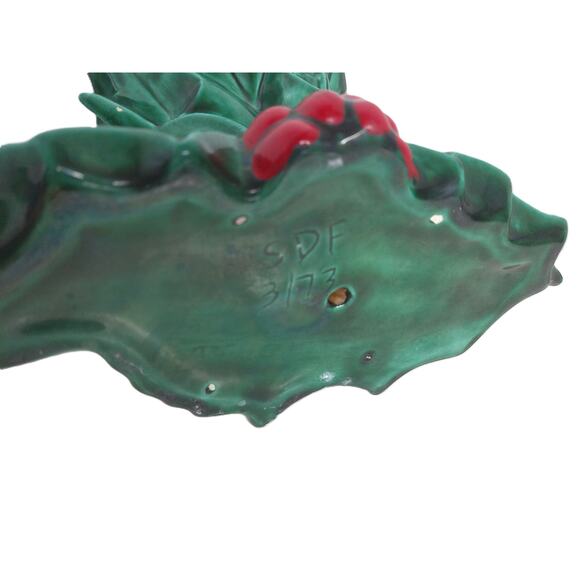 Vintage Ceramic Ivy Berry Christmas Candle Holders Set of 2 READ - Picture 6 of 8